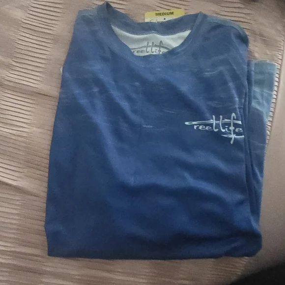 Reel Life Men's Long Sleeve Blue Tee - Picture 2 of 2